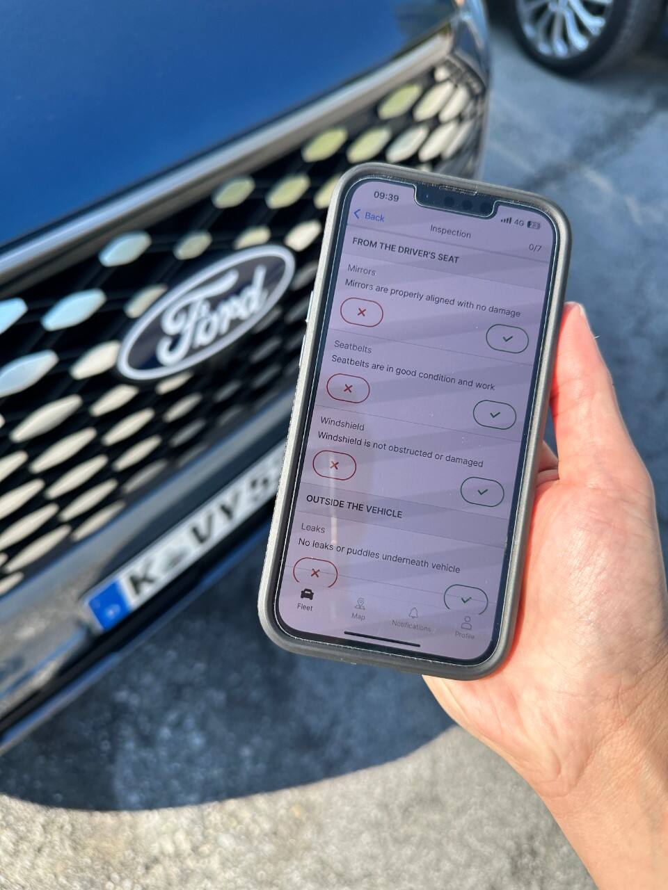 The Ford Pro Telematics Drive app is displayed on a phone screen.